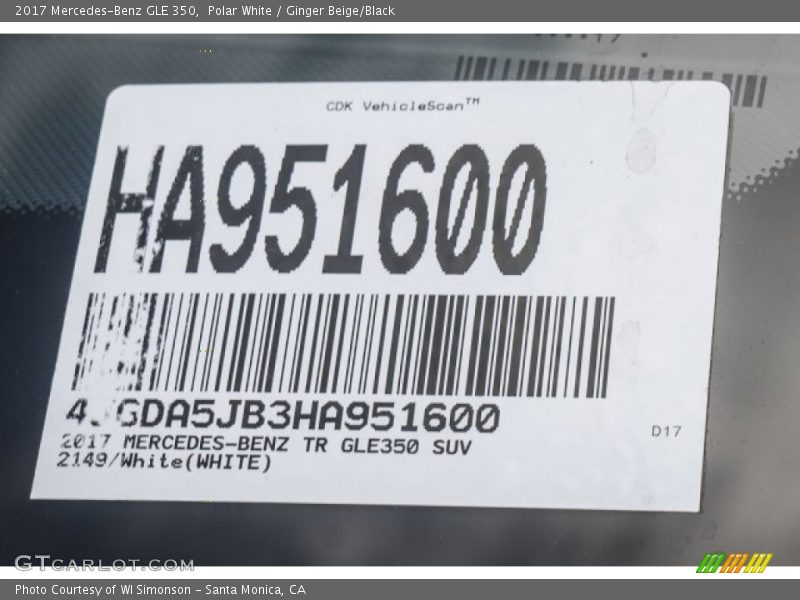 Polar White / Ginger Beige/Black 2017 Mercedes-Benz GLE 350