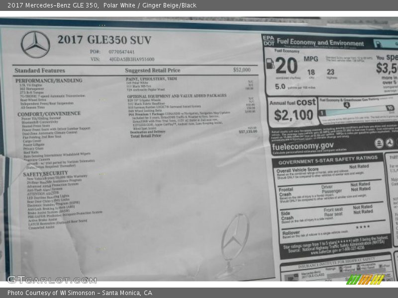 Polar White / Ginger Beige/Black 2017 Mercedes-Benz GLE 350