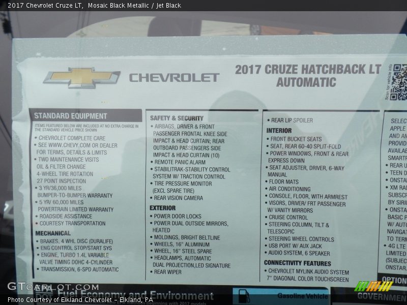 Mosaic Black Metallic / Jet Black 2017 Chevrolet Cruze LT