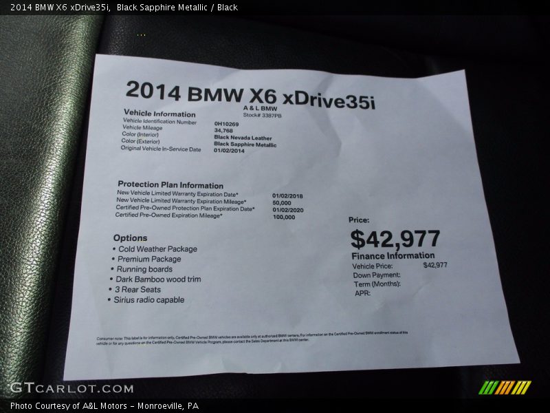 Black Sapphire Metallic / Black 2014 BMW X6 xDrive35i