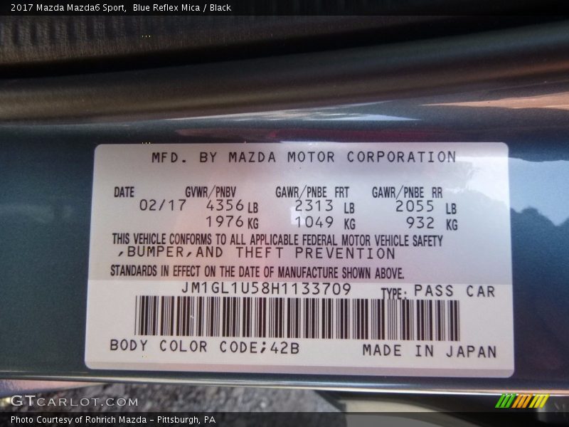 Blue Reflex Mica / Black 2017 Mazda Mazda6 Sport