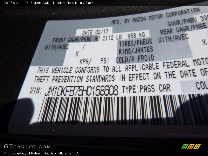 Titanium Flash Mica / Black 2017 Mazda CX-3 Sport AWD