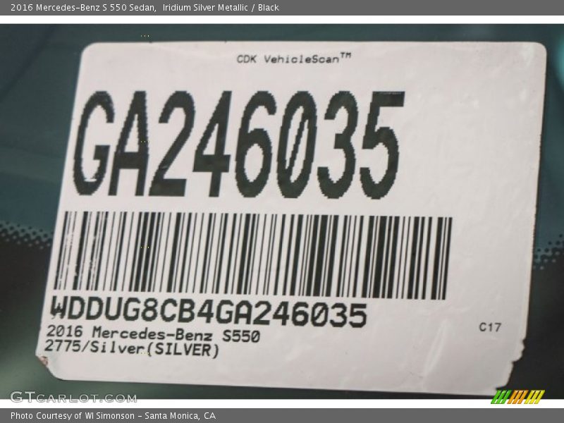 Iridium Silver Metallic / Black 2016 Mercedes-Benz S 550 Sedan