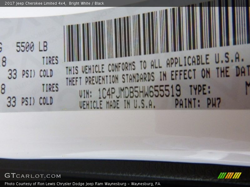 Bright White / Black 2017 Jeep Cherokee Limited 4x4