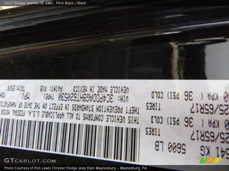 Pitch Black / Black 2017 Dodge Journey SE AWD