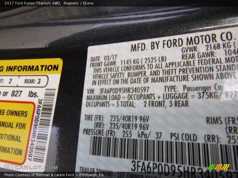 Magnetic / Ebony 2017 Ford Fusion Titanium AWD