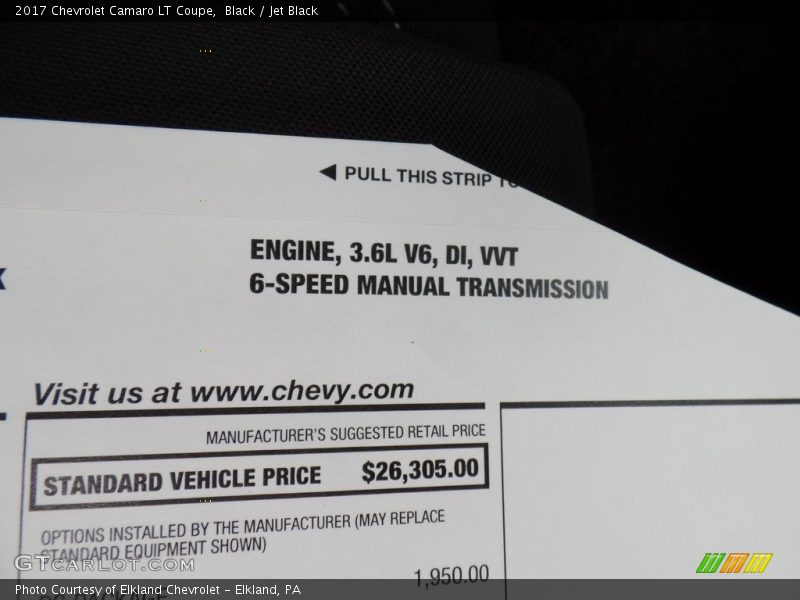 Black / Jet Black 2017 Chevrolet Camaro LT Coupe
