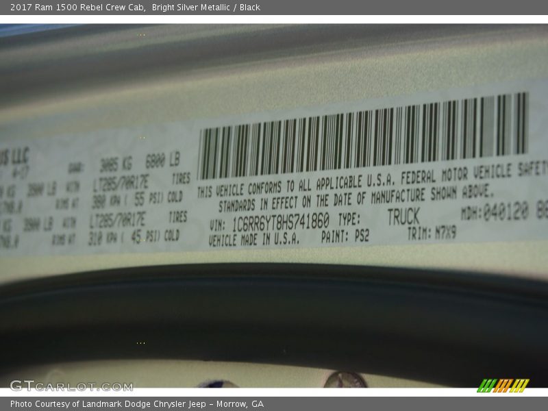 Bright Silver Metallic / Black 2017 Ram 1500 Rebel Crew Cab