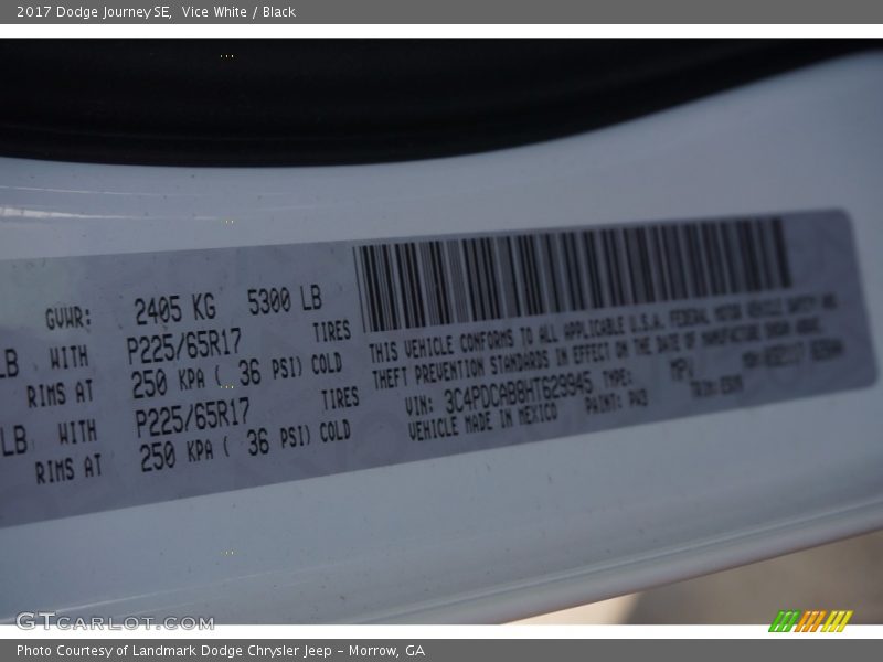 Vice White / Black 2017 Dodge Journey SE