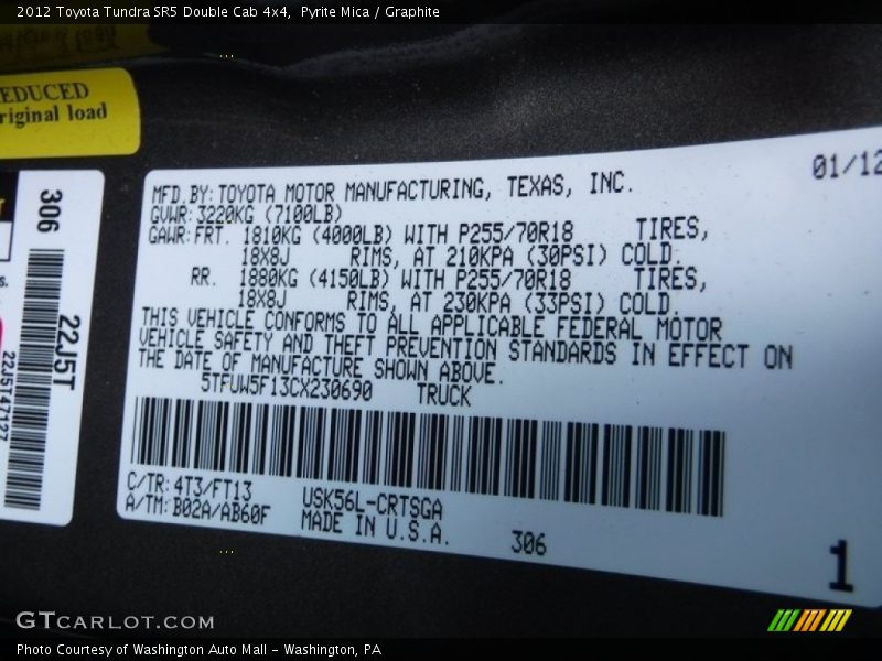 Pyrite Mica / Graphite 2012 Toyota Tundra SR5 Double Cab 4x4