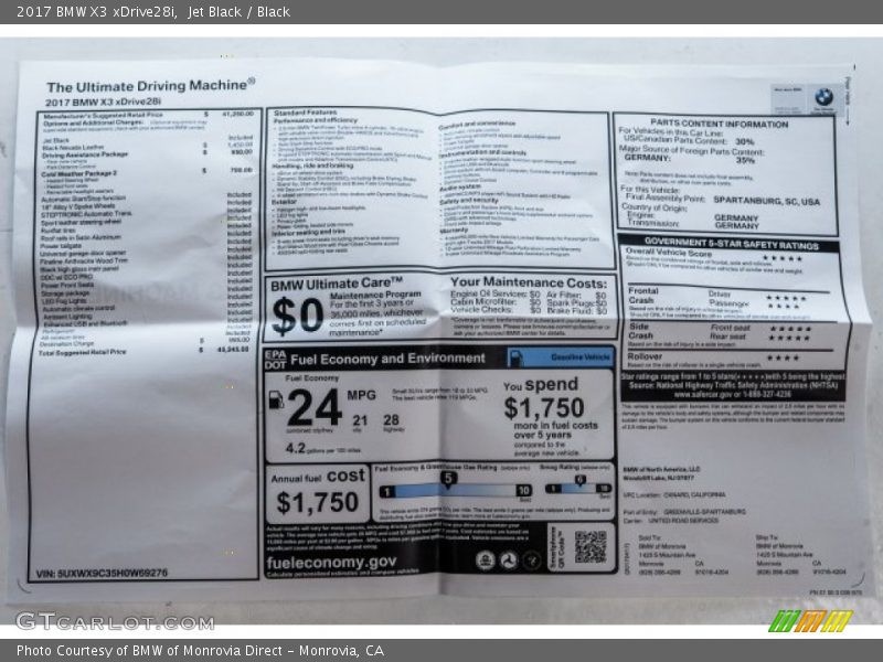Jet Black / Black 2017 BMW X3 xDrive28i
