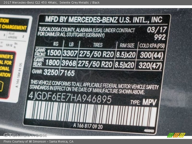 Selenite Grey Metallic / Black 2017 Mercedes-Benz GLS 450 4Matic