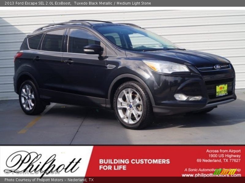Tuxedo Black Metallic / Medium Light Stone 2013 Ford Escape SEL 2.0L EcoBoost