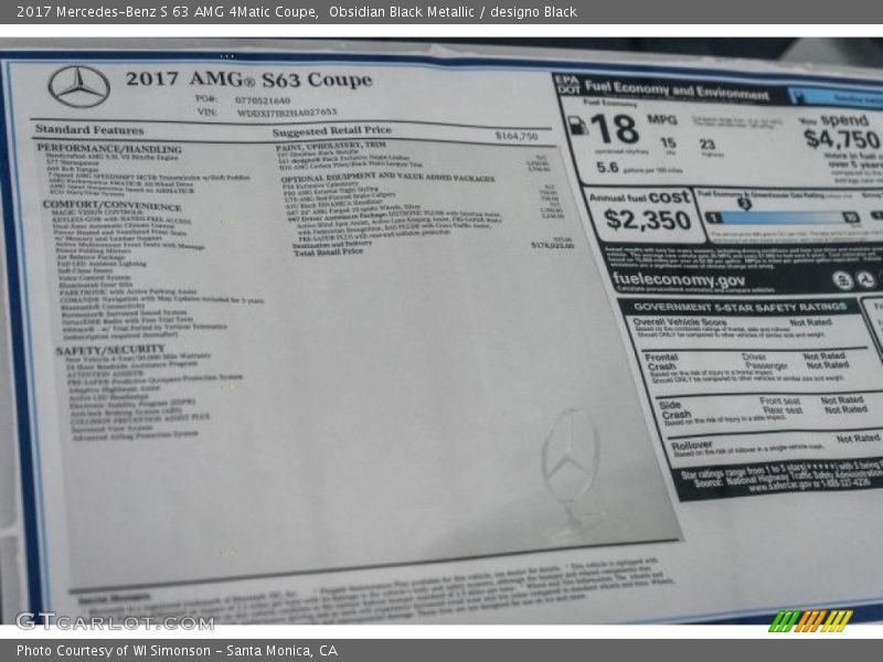 Obsidian Black Metallic / designo Black 2017 Mercedes-Benz S 63 AMG 4Matic Coupe
