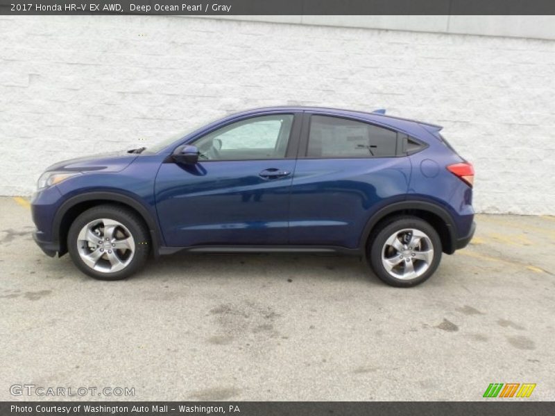 Deep Ocean Pearl / Gray 2017 Honda HR-V EX AWD