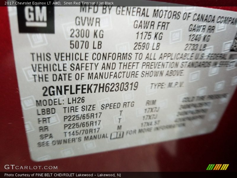 Siren Red Tintcoat / Jet Black 2017 Chevrolet Equinox LT AWD