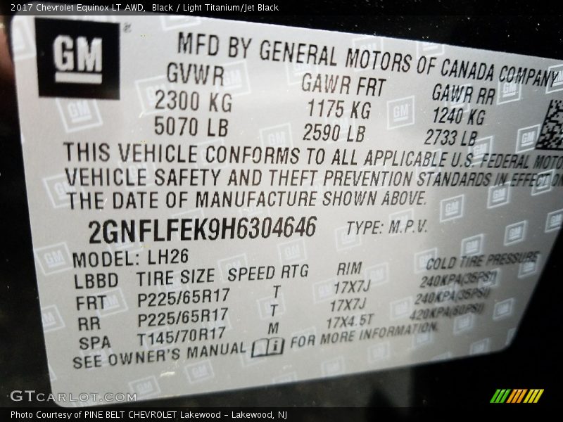 Black / Light Titanium/Jet Black 2017 Chevrolet Equinox LT AWD