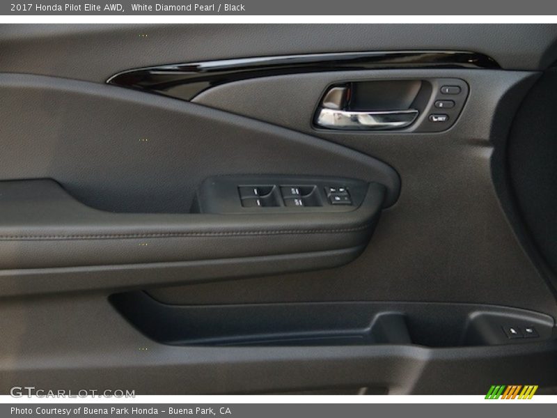 White Diamond Pearl / Black 2017 Honda Pilot Elite AWD