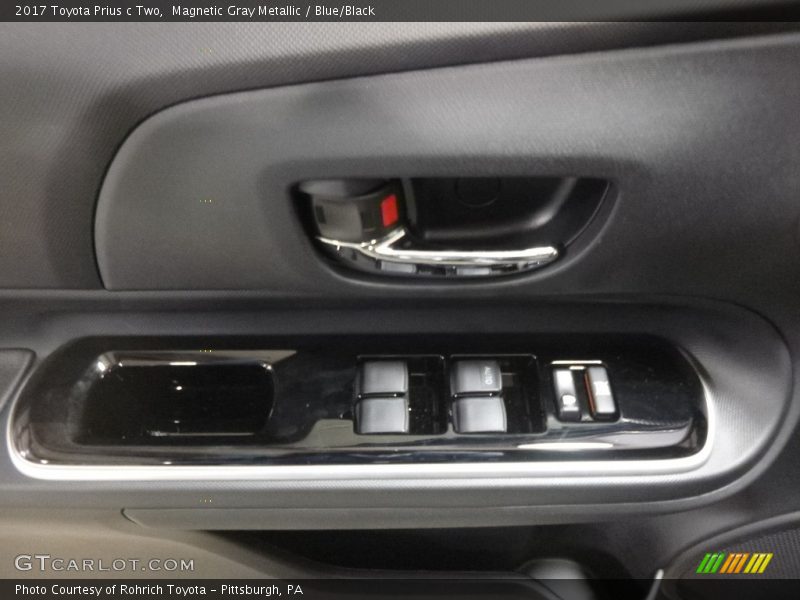 Magnetic Gray Metallic / Blue/Black 2017 Toyota Prius c Two
