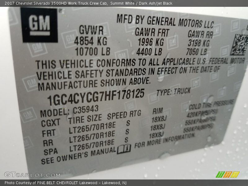 Summit White / Dark Ash/Jet Black 2017 Chevrolet Silverado 3500HD Work Truck Crew Cab