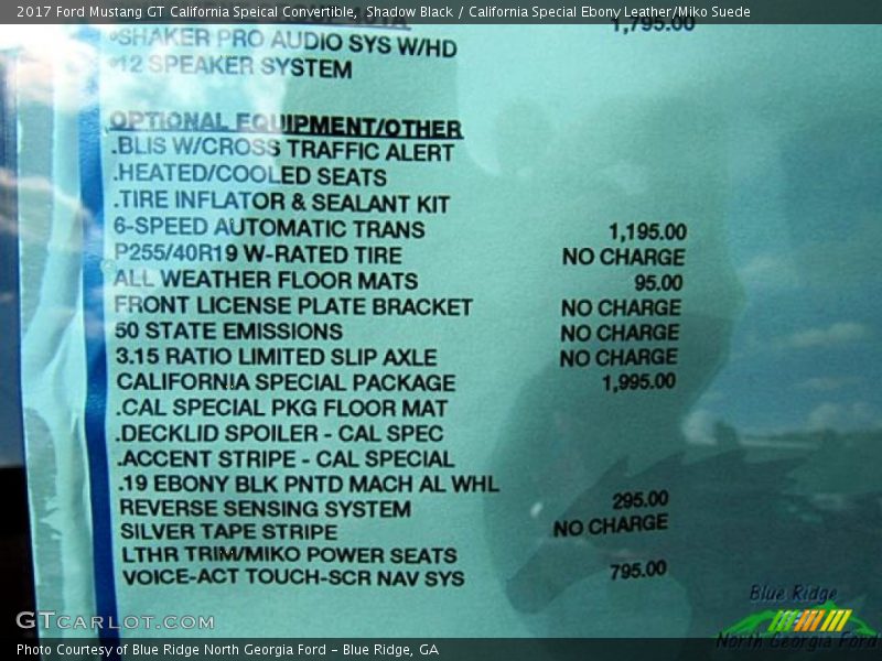 Shadow Black / California Special Ebony Leather/Miko Suede 2017 Ford Mustang GT California Speical Convertible