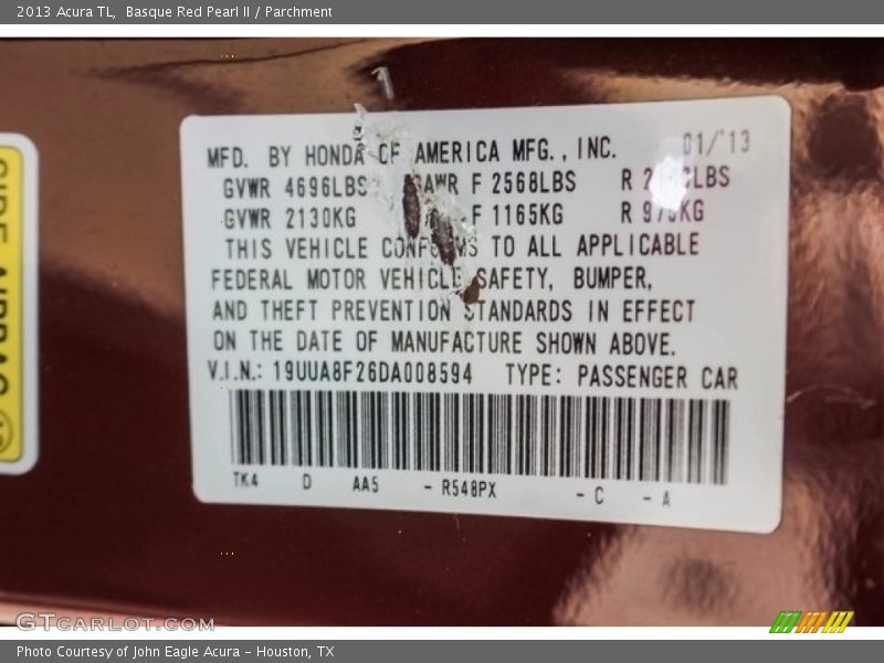 Basque Red Pearl II / Parchment 2013 Acura TL