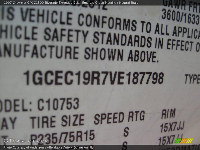 Emerald Green Metallic / Neutral Shale 1997 Chevrolet C/K C1500 Silverado Extended Cab