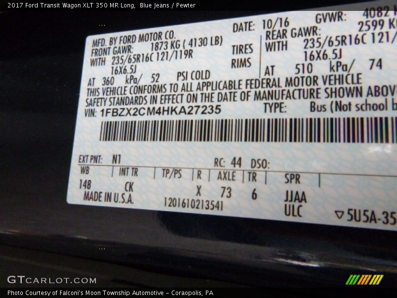 2017 Transit Wagon XLT 350 MR Long Blue Jeans Color Code N1