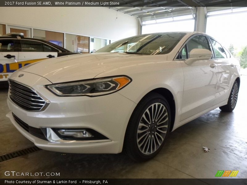 White Platinum / Medium Light Stone 2017 Ford Fusion SE AWD