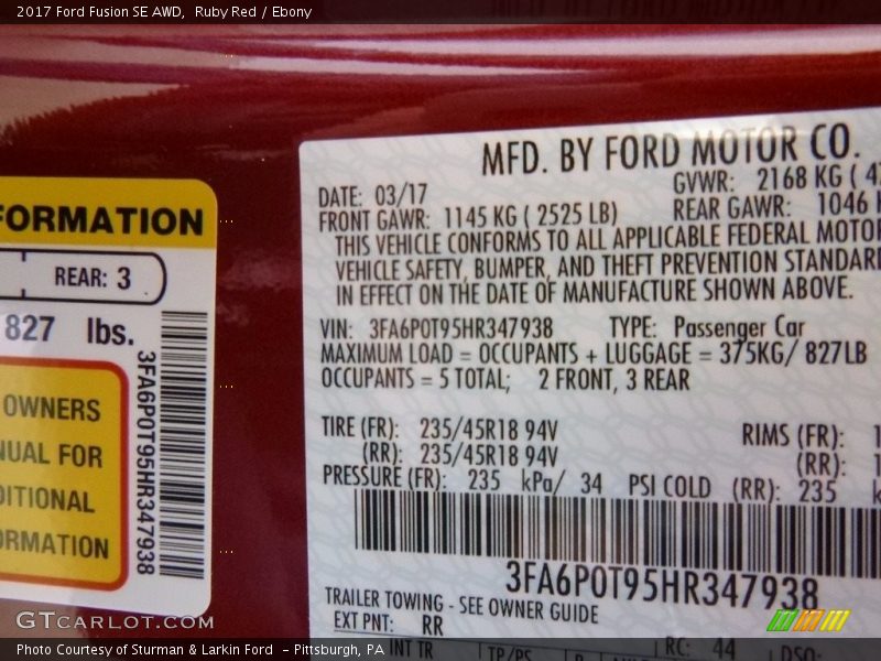 Ruby Red / Ebony 2017 Ford Fusion SE AWD