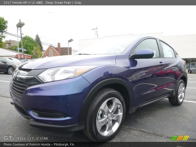 Deep Ocean Pearl / Gray 2017 Honda HR-V LX AWD