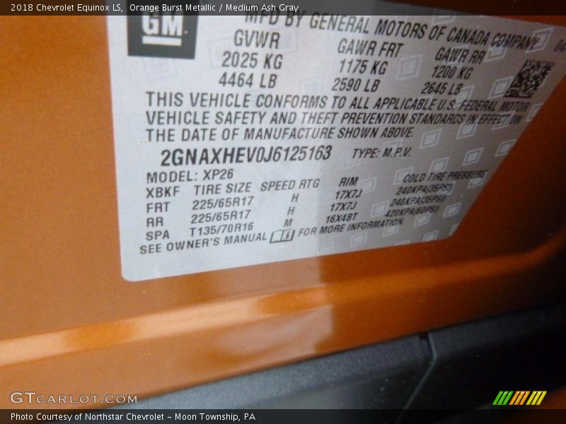 Orange Burst Metallic / Medium Ash Gray 2018 Chevrolet Equinox LS