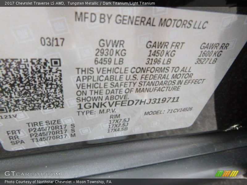 Tungsten Metallic / Dark Titanium/Light Titanium 2017 Chevrolet Traverse LS AWD