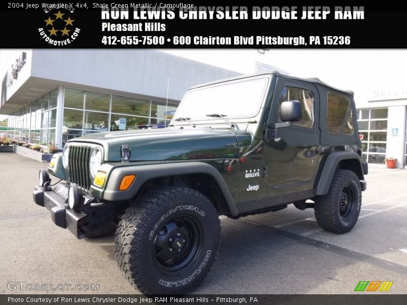Shale Green Metallic / Camouflage 2004 Jeep Wrangler X 4x4