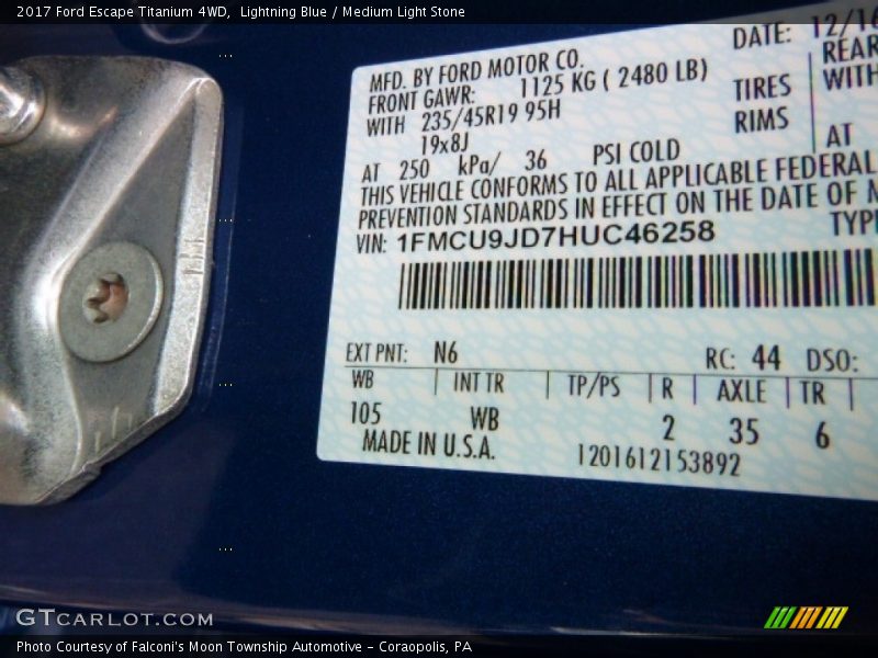 Lightning Blue / Medium Light Stone 2017 Ford Escape Titanium 4WD