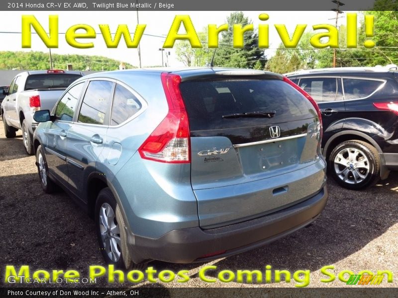 Twilight Blue Metallic / Beige 2014 Honda CR-V EX AWD