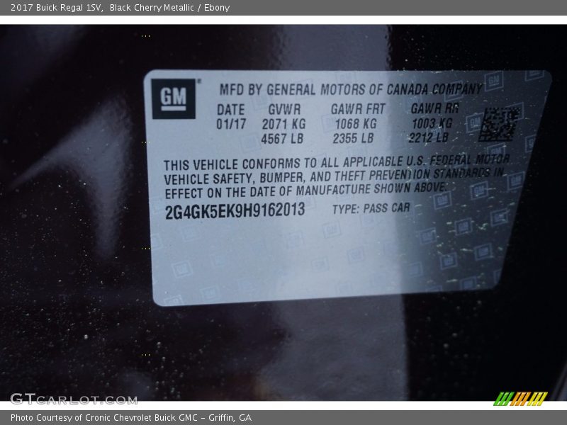 Black Cherry Metallic / Ebony 2017 Buick Regal 1SV