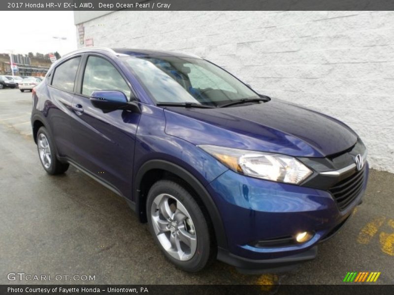 Deep Ocean Pearl / Gray 2017 Honda HR-V EX-L AWD