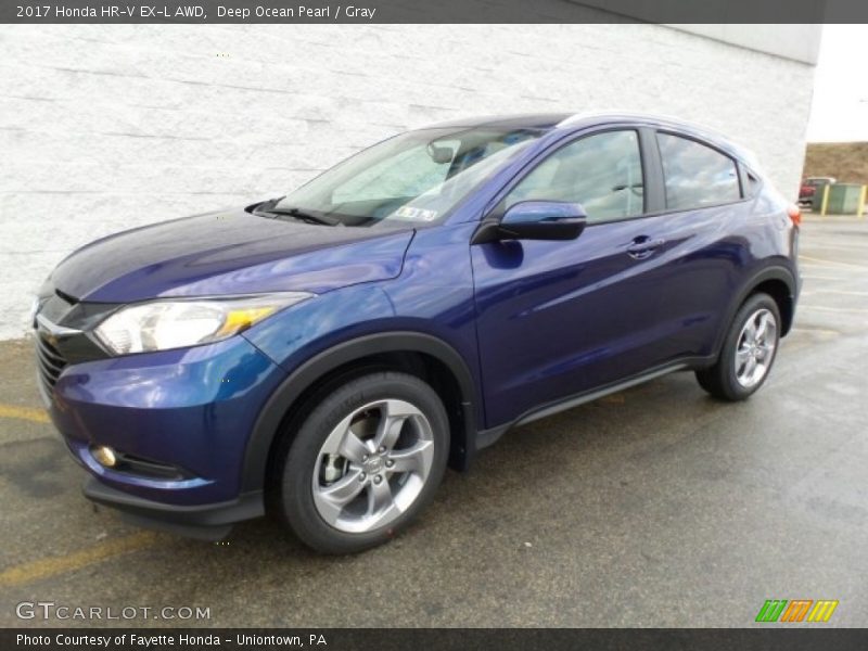 Deep Ocean Pearl / Gray 2017 Honda HR-V EX-L AWD