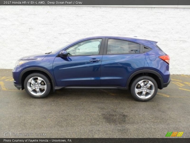 Deep Ocean Pearl / Gray 2017 Honda HR-V EX-L AWD