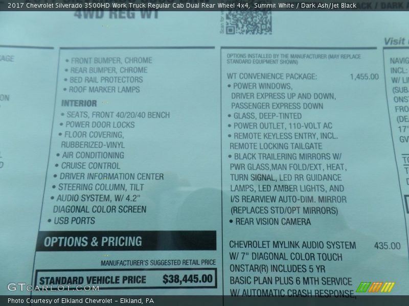 Summit White / Dark Ash/Jet Black 2017 Chevrolet Silverado 3500HD Work Truck Regular Cab Dual Rear Wheel 4x4