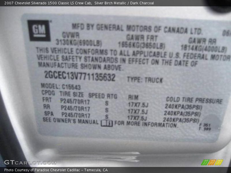 Silver Birch Metallic / Dark Charcoal 2007 Chevrolet Silverado 1500 Classic LS Crew Cab
