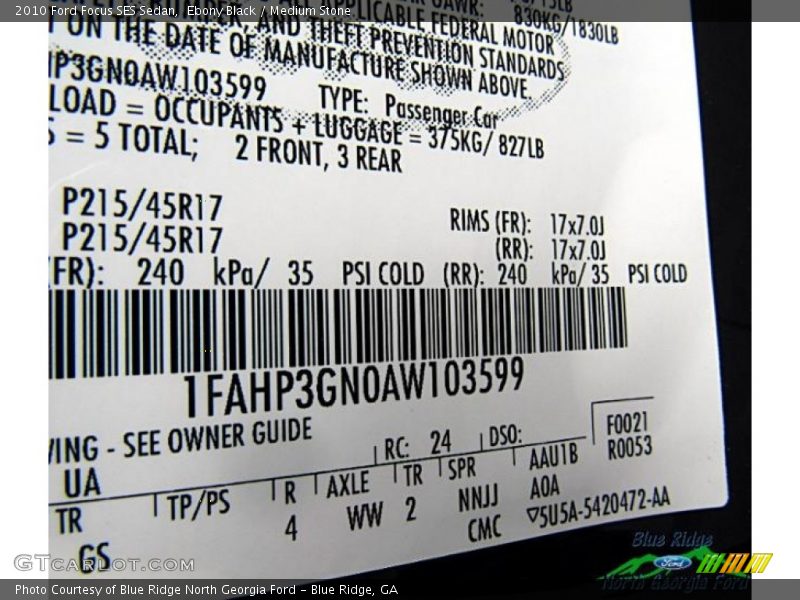 Ebony Black / Medium Stone 2010 Ford Focus SES Sedan