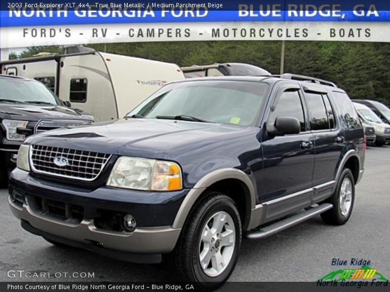 True Blue Metallic / Medium Parchment Beige 2003 Ford Explorer XLT 4x4