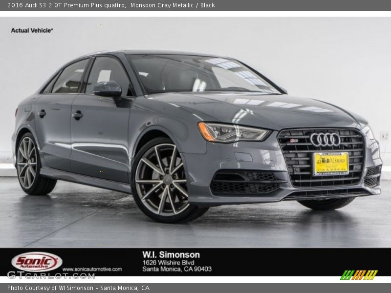 Monsoon Gray Metallic / Black 2016 Audi S3 2.0T Premium Plus quattro