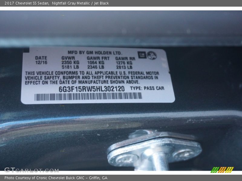 Nightfall Gray Metallic / Jet Black 2017 Chevrolet SS Sedan