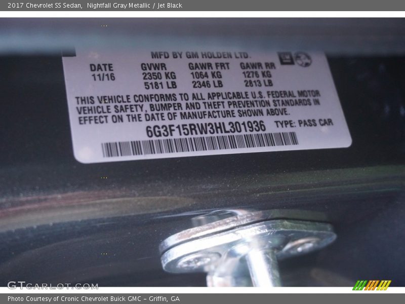 Nightfall Gray Metallic / Jet Black 2017 Chevrolet SS Sedan