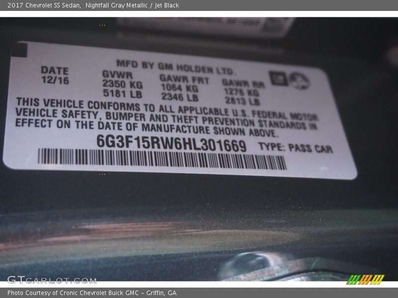 Nightfall Gray Metallic / Jet Black 2017 Chevrolet SS Sedan