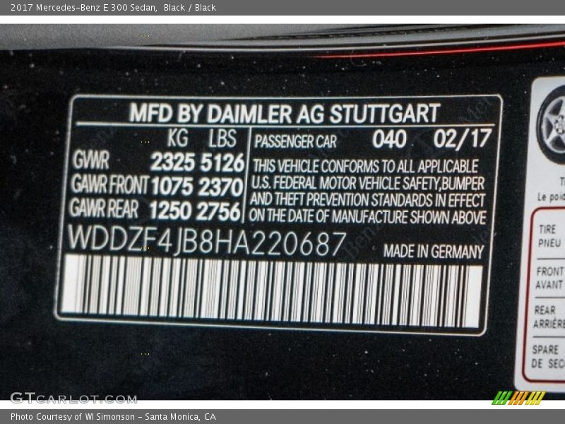 Black / Black 2017 Mercedes-Benz E 300 Sedan