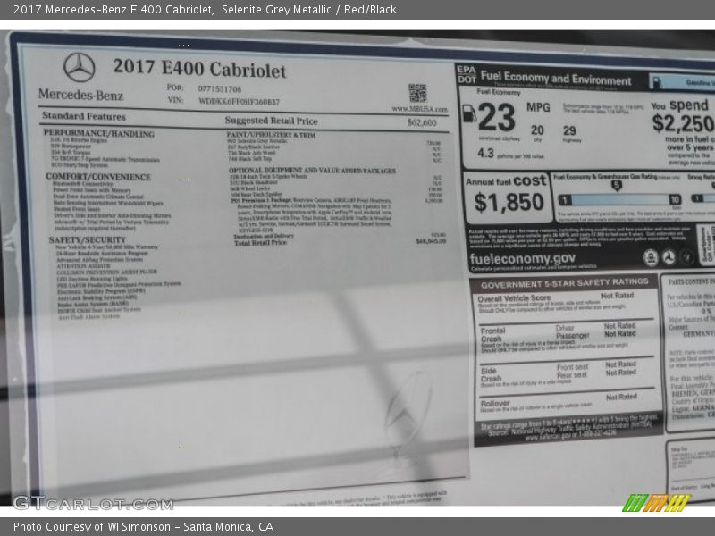 Selenite Grey Metallic / Red/Black 2017 Mercedes-Benz E 400 Cabriolet